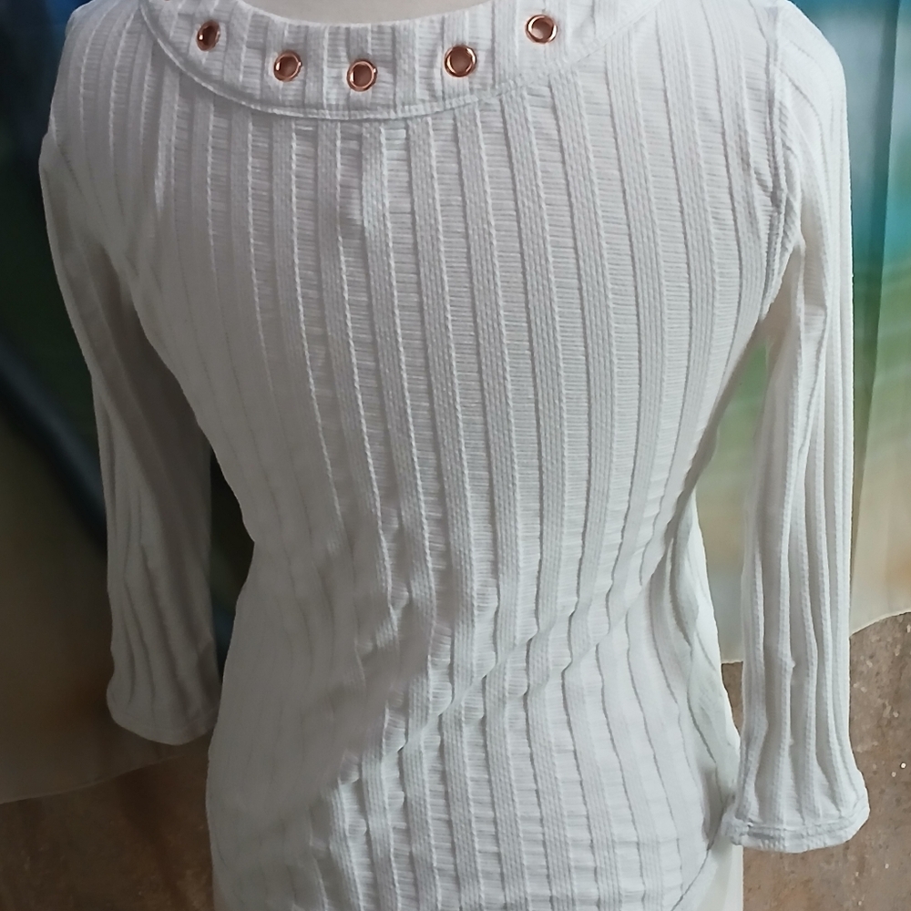 Free People Women's White Lace-Up Top Sz Med - Picture 5 of 7